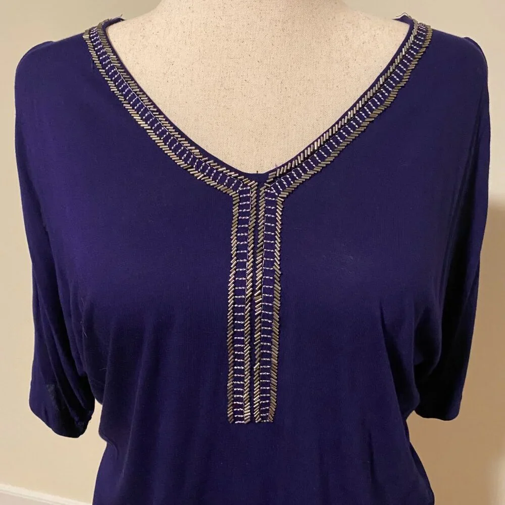 NWT Cable & Gauge Purple Embellished Blouse Size XL - Picture 5 of 8